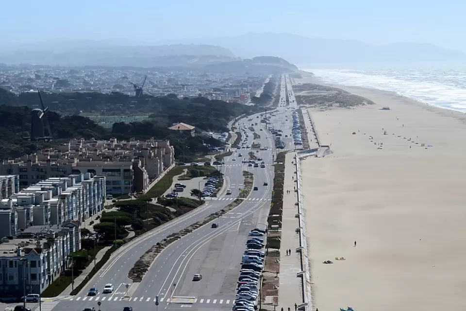 Aerial view of the Great Highway, San Francisco